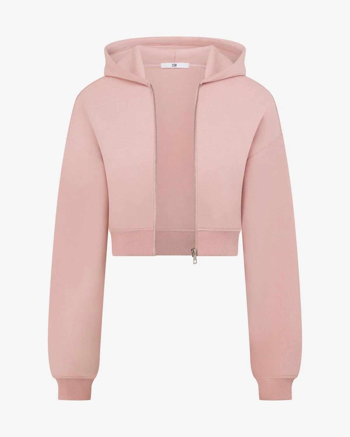 Cropped Zip Hoodie | Dusty Pink - Image 9