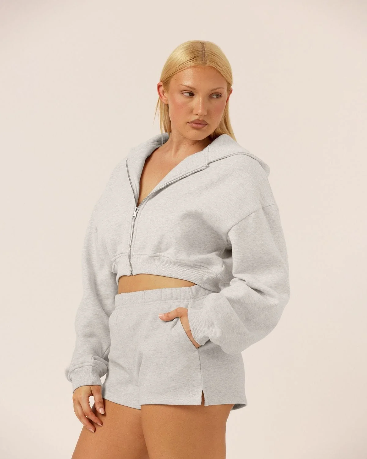 Fleece Sweat Shorts | Snow Marl - Image 7