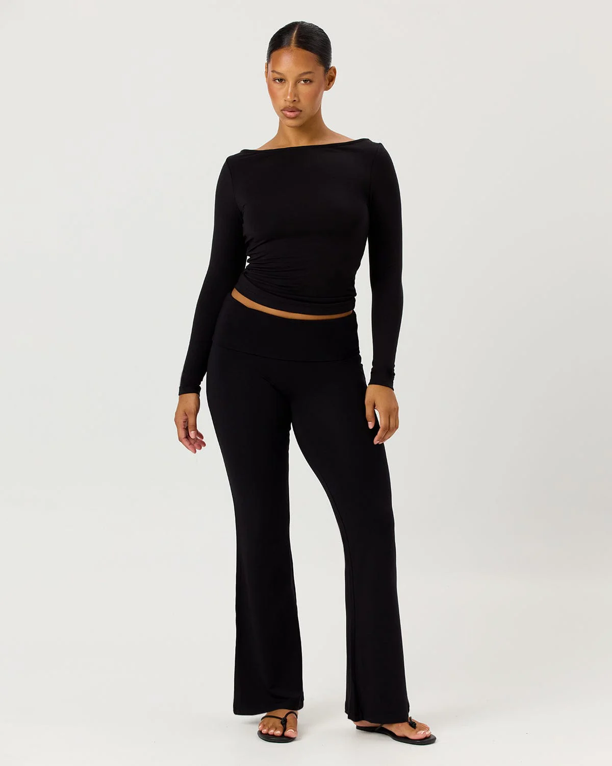 Jersey Flare Pant | Black - Image 4