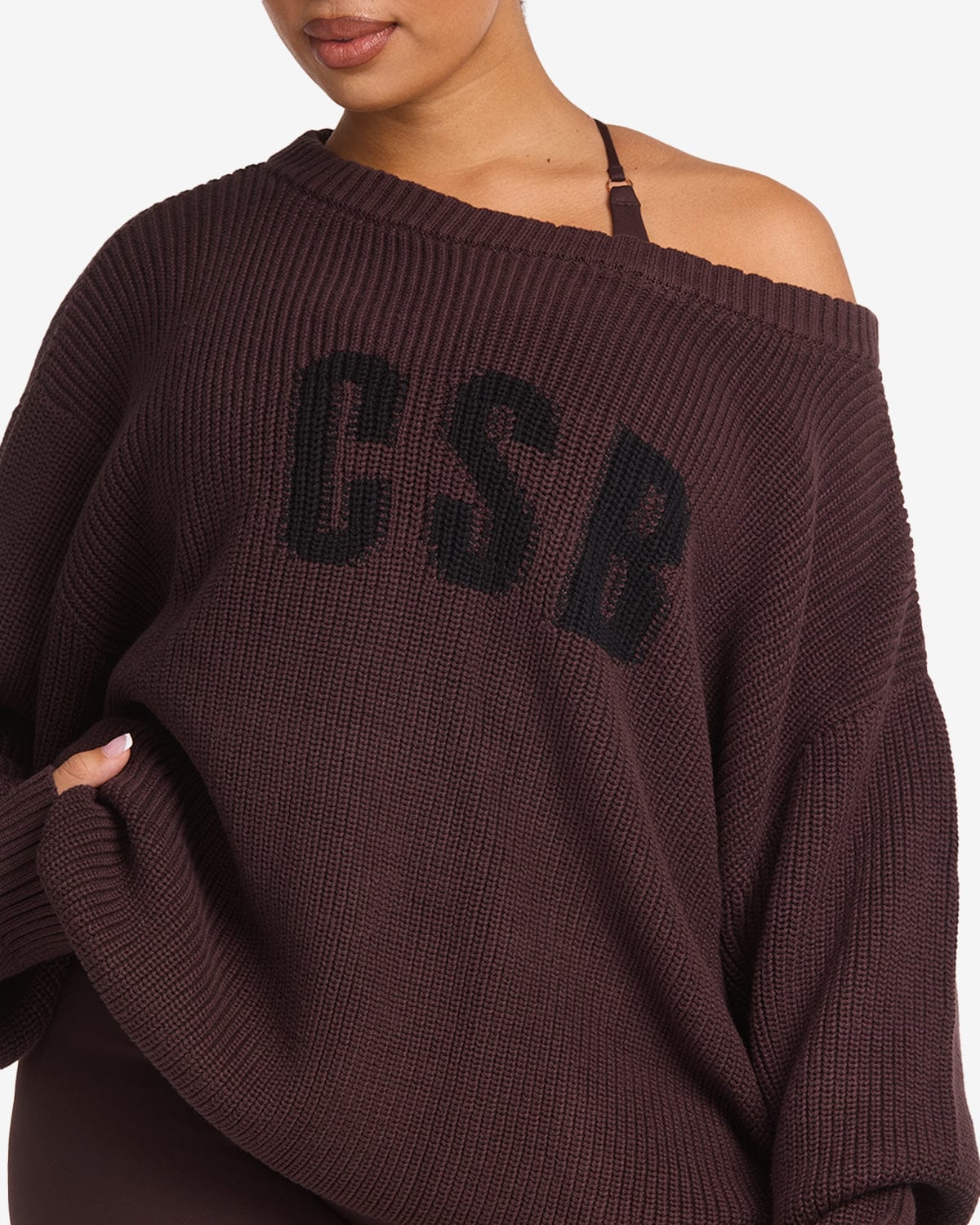 Off Shoulder Knit Sweater | Espresso - Image 6