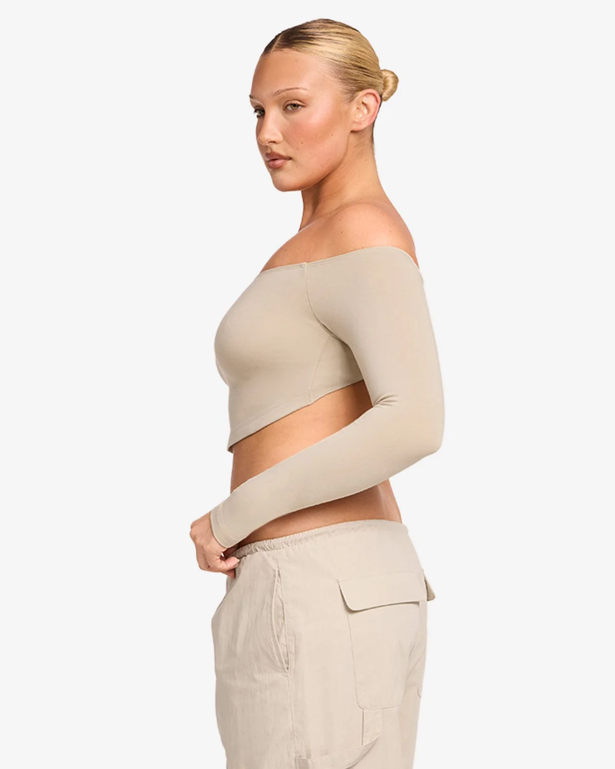 Open Back Long Sleeve Top | Fawn - Image 3