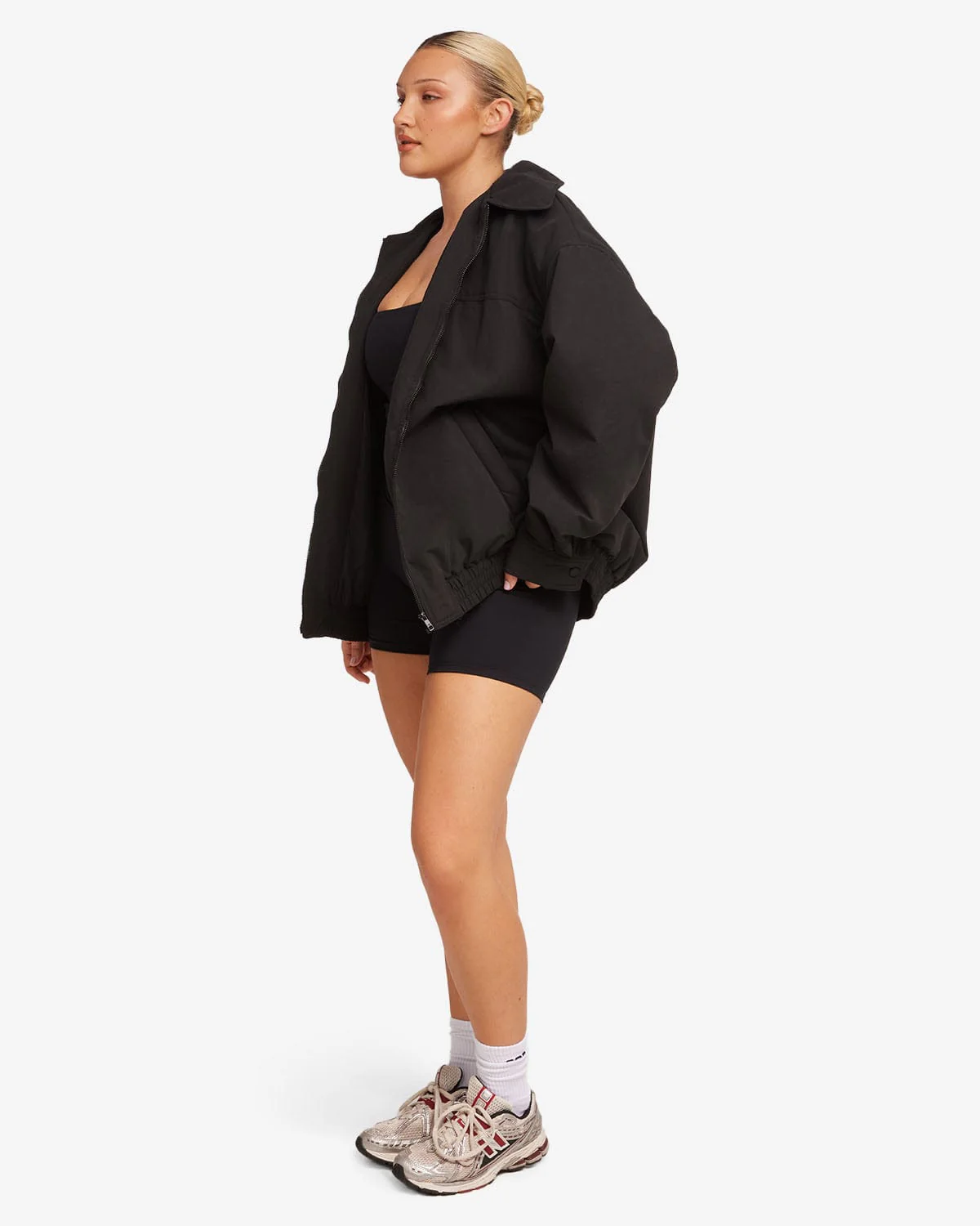 Oversized Bomber Jacket | Black - Image 9