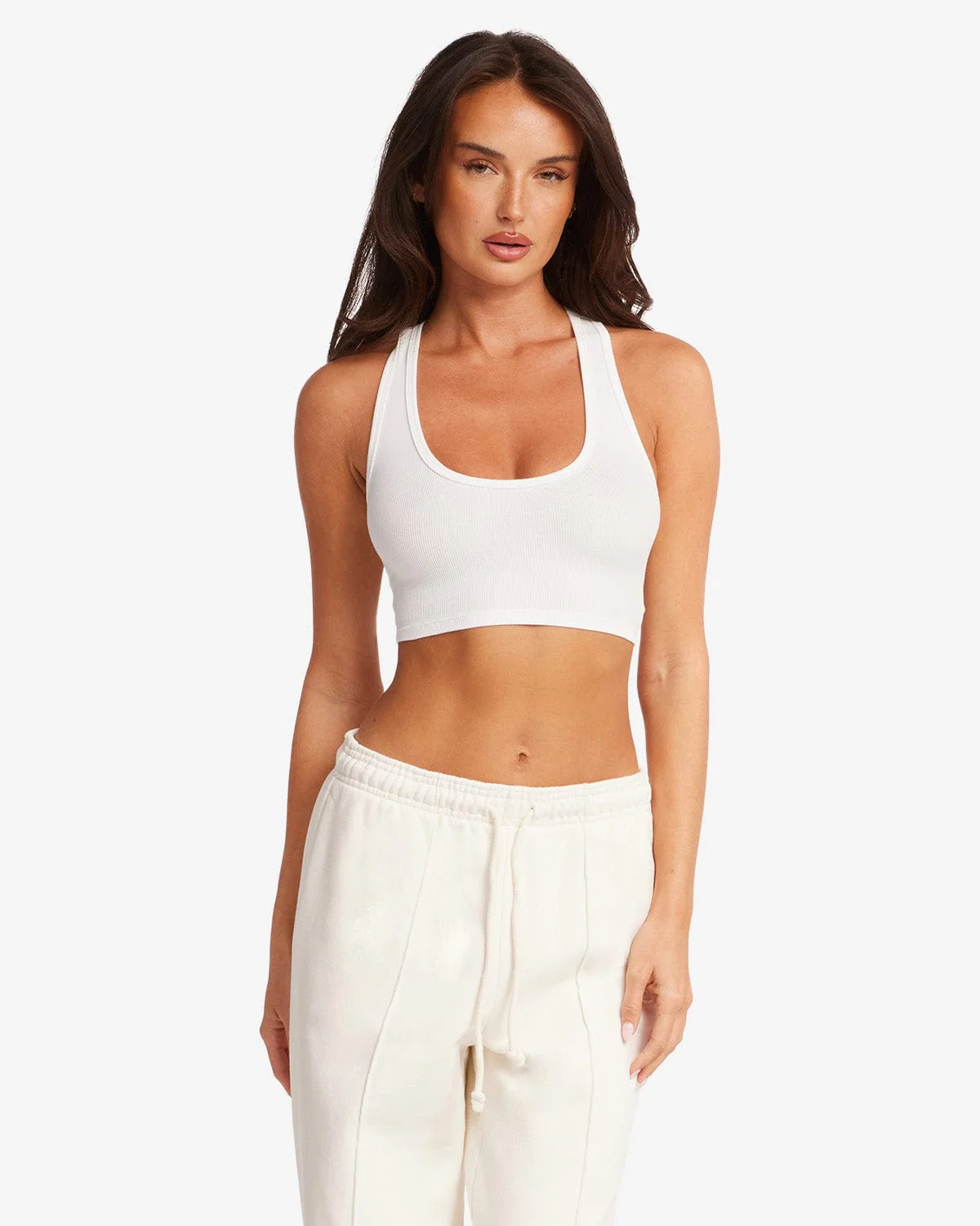 Rib Cropped Tank | White - Image 6